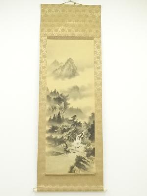 作家物　彩色山水　肉筆絹本掛軸